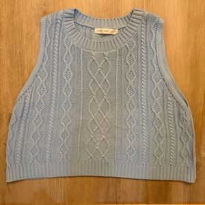 Altar'd State Light Blue Cropped Knit Sweater Vest Women Extra Large